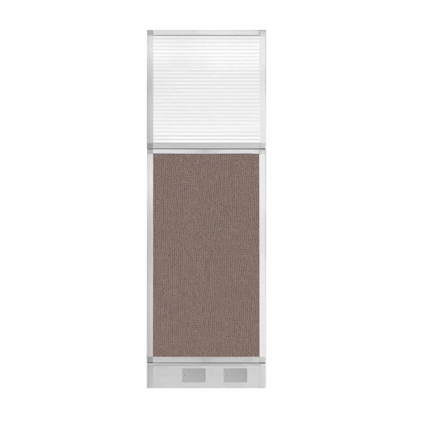 Hush Panel Configurable Cubicle Partition 2' x 6' Latte Fabric Clear Fluted Window w/ Cable Channel